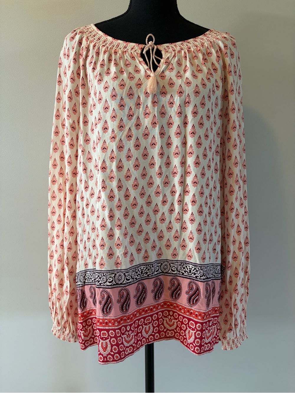 Women's beachlunchlounge Long-Sleeve Boho Paisley Tunic size L